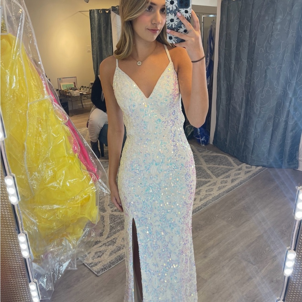 Primavera Couture Spaghetti Strap V-Neck Gown -